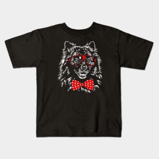 Cute Keeshond dog with glasses Kids T-Shirt